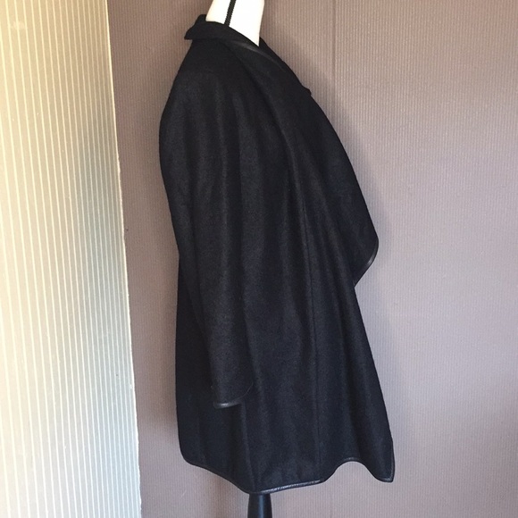 Stella carakasi black wool trench jacket trimmed in leather size small - Picture 4 of 10